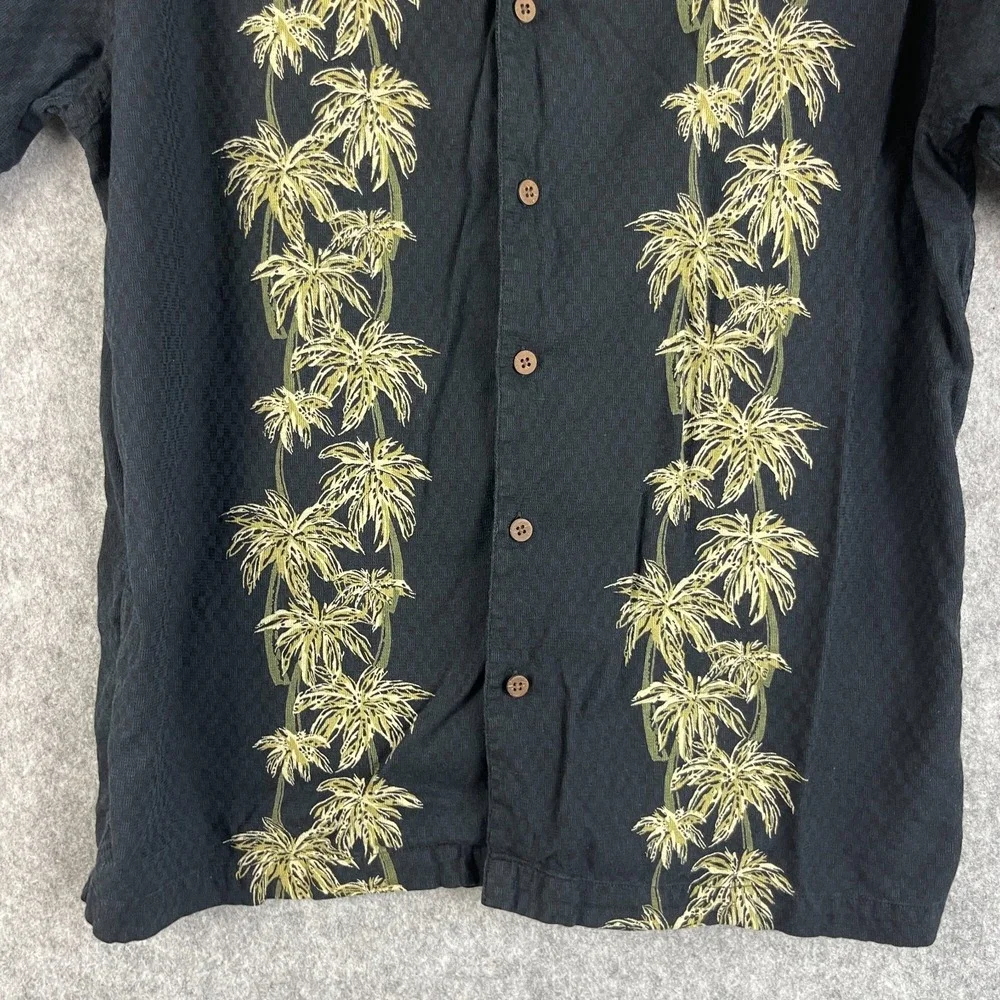 OP Ocean Pacific Hawaiian Shirt Mens Large Black Tropical Print Button Up Aloha - Picture 4 of 12